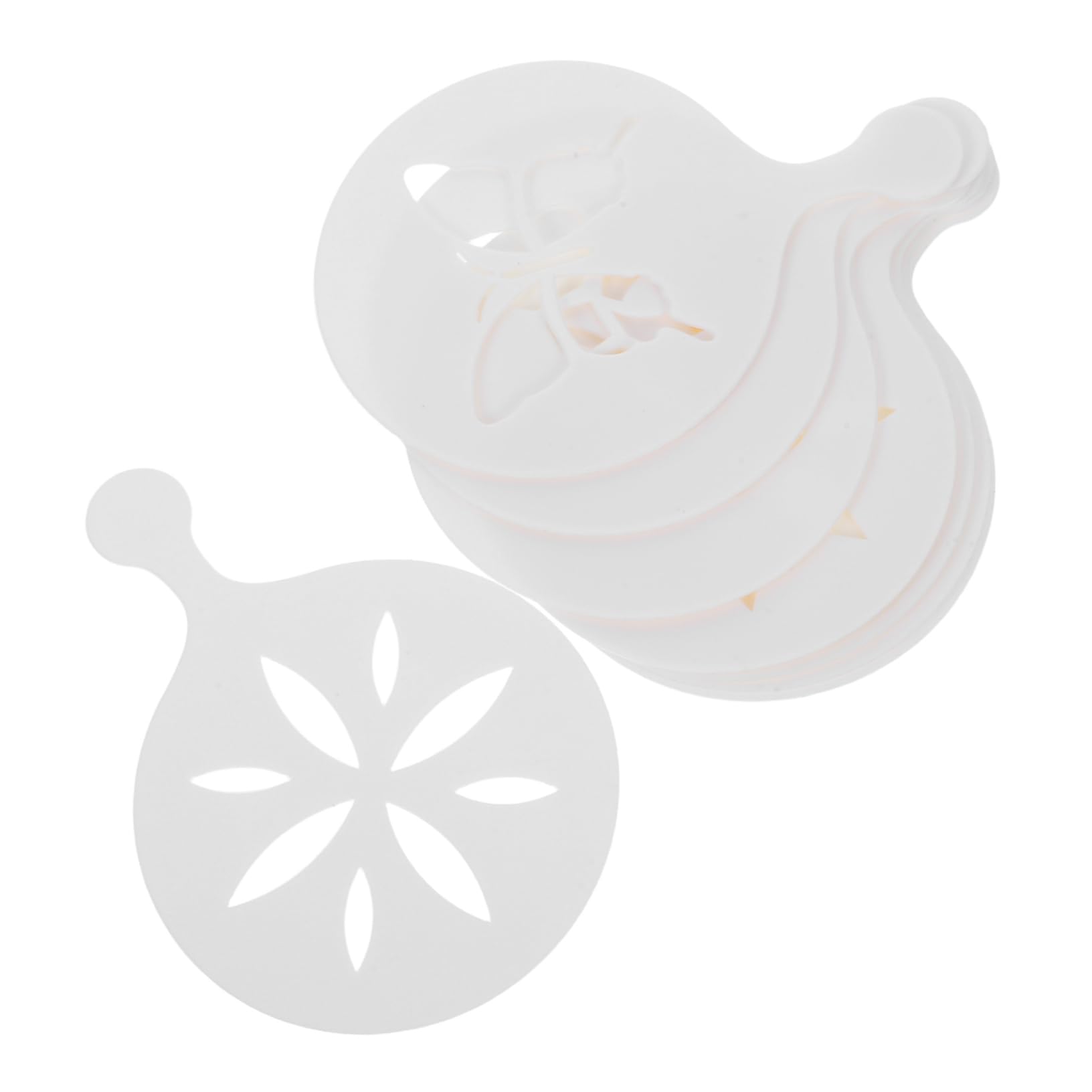 Cabilock 8pcs Reusable Plastic Coffee Art Stencils DIY Latte Templates for Cake Decorating Cookies and Cocktails Intricate Flower Designs for Creative Coffee Experiences