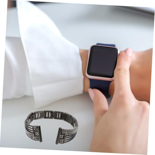 Correa de acero inoxidable resistente con banda de reloj de rhinestone elegante 4