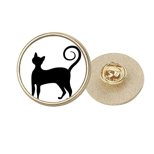 Broche chat noir dorée ronde M pour sublimer un manteau d'hiver