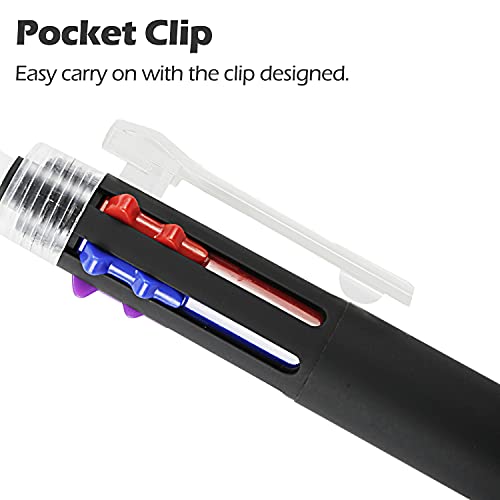 Baile 6 In 1 Multifunctional Ballpoint Pens 5 Colors 0.7 Mm Ballpoint Pen And 0.5 Mm Mechanical Pencil In One Pen, Pack Of 5 #TOP3
