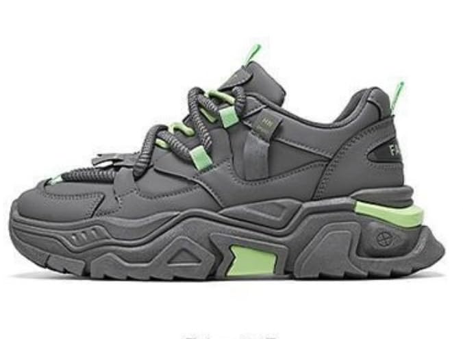 Men's Chunky Sole Sneakers Stylish Lace-Up Shoes Platform Athletic Breathable Walking Run…