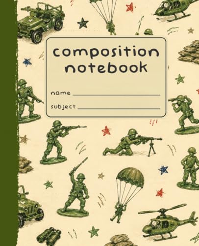 Composition Notebook: Primary Journal: 7.5 x 9.25 Notebook | 120 Pages - Draw & Write for Kids | Toy Soldier Edition - Glossy