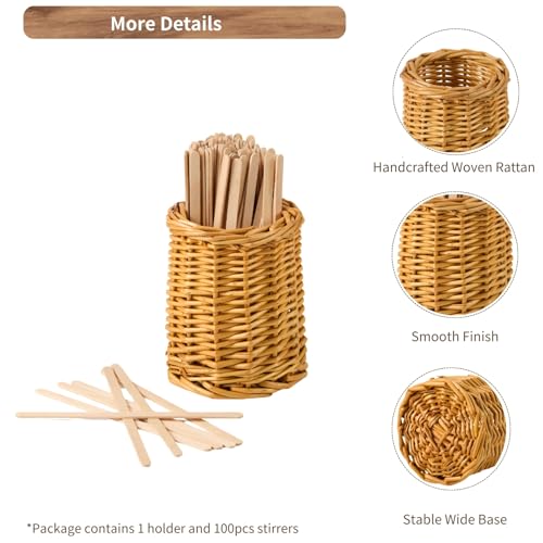 Set de 100 Pitillos Desechables con Porta pitillos de Ratán miniatura 3