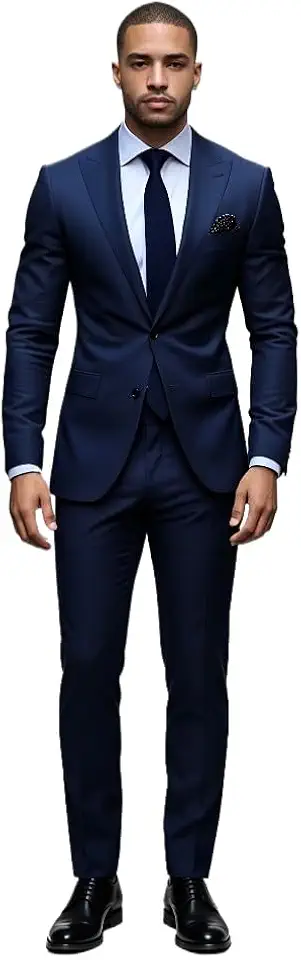 Terno Slim Executivo Masculino Social de Luxo para Noivo Casamento (Blazer + Calça) (Azul Marinho,PPP)