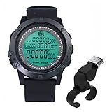 Merkaunis Men Digital Sports Watch with Finger Grip Whistle Waterproof Soccer Referee Watch with Stopwatch Backlight Alarm Date Dual Time On/Off Switch Coach Referee Timer