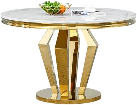 Amazon.com - Maotifeys Round Marble Dining Table Set for 4, Modern ...