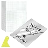 Poeland 50 Pcs Self Adhesive Clear Laminating Sheets, A4, 8 x 12 Inches, with a Scraper, No Machine Self Sealing Glossy Laminate Sheets for Card, Photo, Sticker Paper