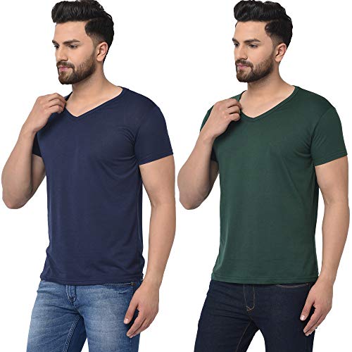 Image of JANGOBOY Men's V-Neck Cotton T-Shirt (Pack of 2)