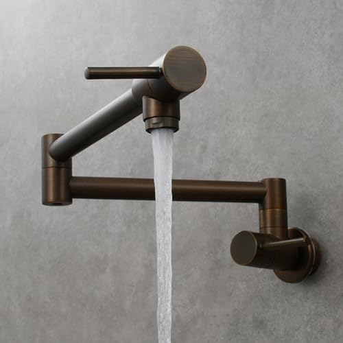 Grifo de fregadero de cocina plegable, grifo de agua montado en la pared, mango doble frío, color antiguo