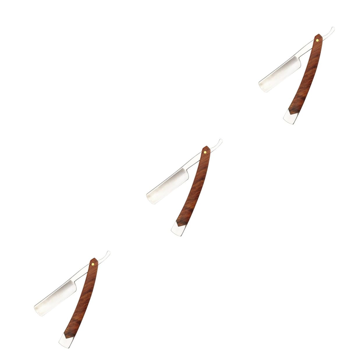 Beavorty 3pcs Manual Beard Shaving Razor for Men Barber Razor Wood Handle Straight Mustache Trimmer Barber Grooming