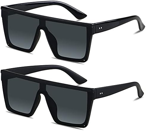 LYZOIT Square Oversized Sunglasses for Women Men Big Flat Top