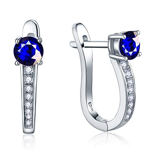 Jo Wisdom Pendientes Aro De Plata 925 Mujer Con Circonita Cúbica Aaa Piedra Natal De Septiembre Zafiro Creado Jo Wisdom Pendientes Aro De Plata 925 Mujer Con Circonita Cúbica Aaa Piedra Natal De Septiembre Zafiro Creado