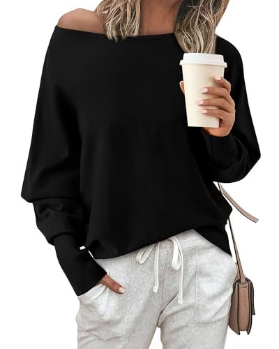 BTFBM Off Shoulder Sweaters for Women Trendy 2025 Fall Long Sleeve Casual Basic Knit Winter Oversized Pullover Sweater