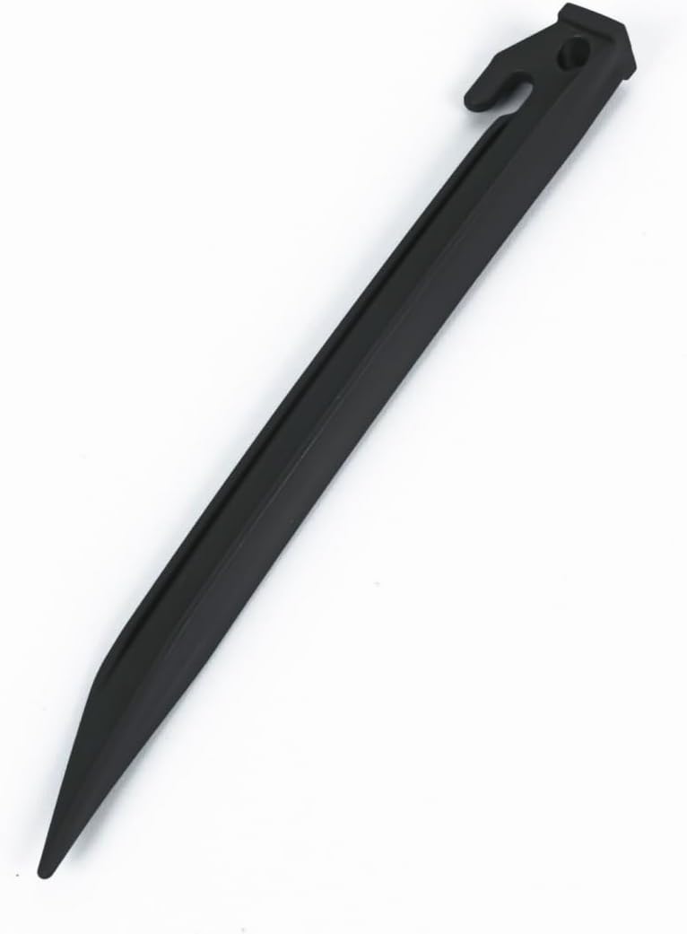 16 Pack Plastic Tent Stakes 9 Inch, Heavy Duty Beach Tent Pegs Canopy Stakes, Black Edging Stakes for Campings, Backpacking, Gardening