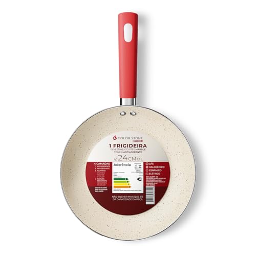 Euro Home - Frigideira 24 cm de Alumínio com Antiaderente Intense Vermelha - ALU3717-VM