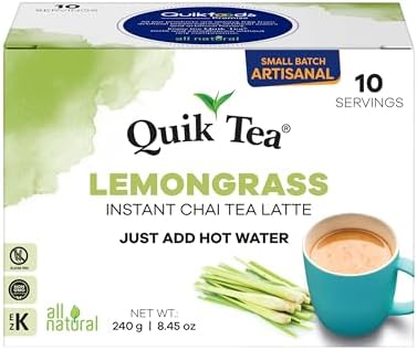 QuikTea Instant Chai Tea Latte Mix, Lemongrass, 10 Sachets