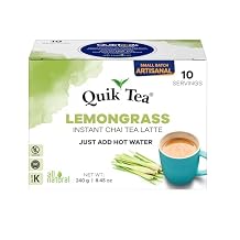 QuikTea Lemongrass Chai Tea Latte 10 Count, Instant Herbal Blend with Natural Ingredients, Preservative-Free Just Add Hot Water
