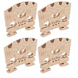Violin Bridge 4Pcs, 4/4 Full Size Premium Solid Maple Wood Violin bridge with String Position Identification, Hard Maple Fiddle Bridge Music Instrument Replacement Fit Most 4/4 Violins