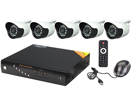 Aposonic A-BR18B5-C500 H.264 8-Channel 960H DVR with 5 x Outdoor 700 TVL IR Cameras Surveillance Security System with 500GB HDD, HDMI/VGA Dual Output, Mobile Access, Mac Ready