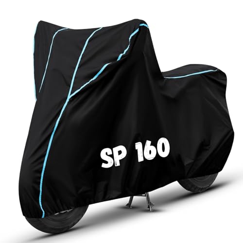 Image of Bike Cover for SP 160 100% Waterproof, Dustproof & Scratch Resistant| Fully Bottom Elastic UV Resistant Heavy Duty Body Cover | All Weather Outdoor Use