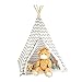Produktbild Relaxdays Tipi Zelt, Spielzelt mit Boden, inklusive Tragetasche, Wigwam Kinderzelt, HxBxT: 160 x 115 x 115 cm, weiß-grau