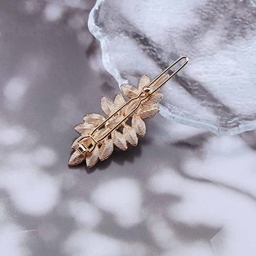 Iaceble Bohemia Rhinestone Hair Clips Barrette Crystal Leaf Hairclip Hairpin Gold Leaf Side Clips Barrette Shining Leave Head Clip Hairpin Bridal Cz Head Clip Hair Accessories For Women And Girls Headdress (Gold) #TOP4