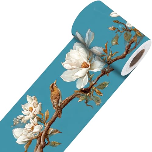 Image of Nuxovilar Blue White Striped Peel Stick Wall Border PVC 3.94x16.4' | Wall Trim, Molding Decal, Peel Stick Border, Adhesive Frame, for Bedroom, Kitchen, Living Room (Blue Striped)
