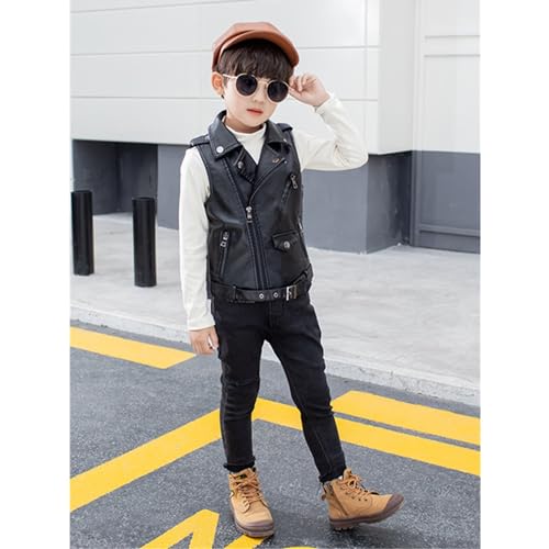 SywzX&xfybz Children Faux Leather Motorcycle Vests Boys Jacket Black2