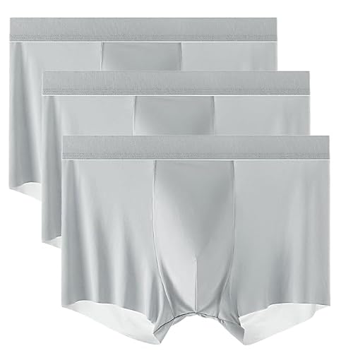Mens Seamless Trunk Underwear Soft Boxer Briefs with Pouch Stretch Ultra Thin Breathable Boxer Short for All Day (Light Grey-pc3,XX-Large)