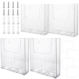 ZOFUN 4 Pcs A4 Wall Mounted Leaflet Holders, Flat & slant Wall Mounted Document Holder with Screws & Expansion Tubes, Acrylic Wall Mounted Magazine Racks for Restaurant Menu Office Files Magazine