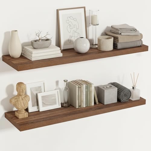 Vivelove Rustic Floating Shelves, 48 X 12 Inches, Walnut, Set of 2 by Vivelove - Used condition - US$58.61