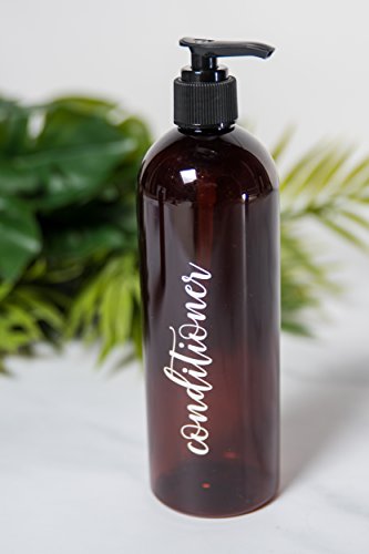 Heartland Lettering Amber Shampoo Bottle With Pump 16Oz, Empty Shampoo And Conditioner Bottles, Organization For Shower, Brown Plastic Dispensing Bottles #TOP3