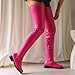 Over the Knee High Boots for Women Side Zipper Round Toe Low Chunky Heel Faux Leather Surgical Stretch Riding Thigh High Boots