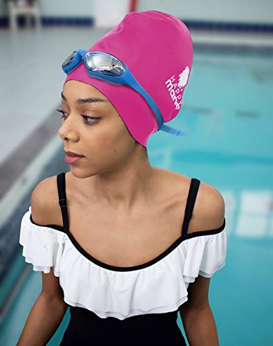 Happy Mane Silicone Swim Cap for Braids and Dreadlocks - Keeps Your Hair Dry While Swimming and Bathing with Long Hair, Extensions, Curly Hair - Extra Large Shower Cap for Women Men Kids (Pink, L) - Thumbnail 7
