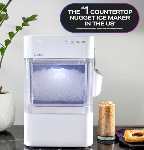 GE Profile Opal 2.0 Ultra Nugget Ice Maker with Scale Inhibiting Filter, Scoop Included, 38 lbs in 24 Hours, Pellet Ice Machine with WiFi & Smart Connected, Stone White by Profile - Image 2