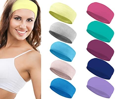 Styla Hair 10 Pack Stretch Headbands Non-Slip Head Wraps Great for Sports, Yoga, Pilates, Running, Gym, Workouts, Baseball, Casual Wear, Gifts & More! Pastel Bright