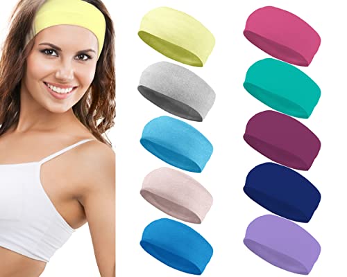 Styla Hair 10 Pack Stretch Headbands Non-Slip Head Wraps Great For Sports, Yoga, Pilates, Running, Gym, Workouts, Baseball, Casual Wear, Gifts & More! Pastel Bright #TOP10