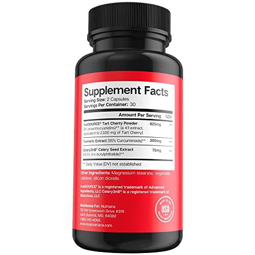 Tart Cherry Extract Capsules With Celery Seed And Turmeric 2500Mg - Tart Cherry Capsules For Uric Acid Cleanse Support, Joint Comfort And Muscle Recovery - Benefits Of Tart Cherry Concentrate - 60 Ct #TOP4