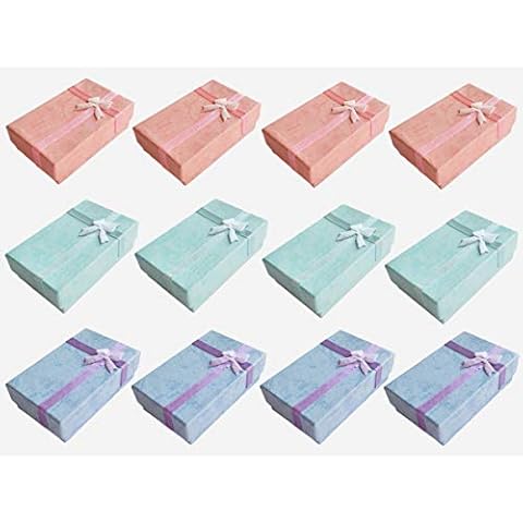 Smanzu 12 Pcs Jewelry Gift Boxes Small Cardboard Jewelry Display Box for Rings, Earring, Necklaces, Pendants (Assorted Color) Cover