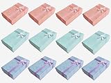 Smanzu 12 Pcs Jewelry Gift Boxes Small Cardboard Jewelry Display Box for Rings, Earring, Necklaces, Pendants (Assorted Color)