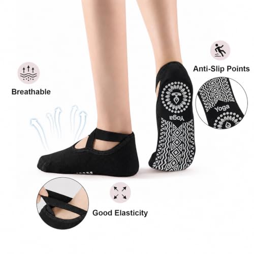 KEYRI 3 Paires Yoga Antiderapant Chaussettes pour Les Femmes Filles – vue 5