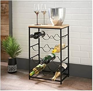 spot on dealz® Wine Racks Free Standing Bottle Rack Table Stand 4 Tier Home Bar Unit For Cupboard Wooden With Black Frame 12 Bottle Holder Drinks Cabinets