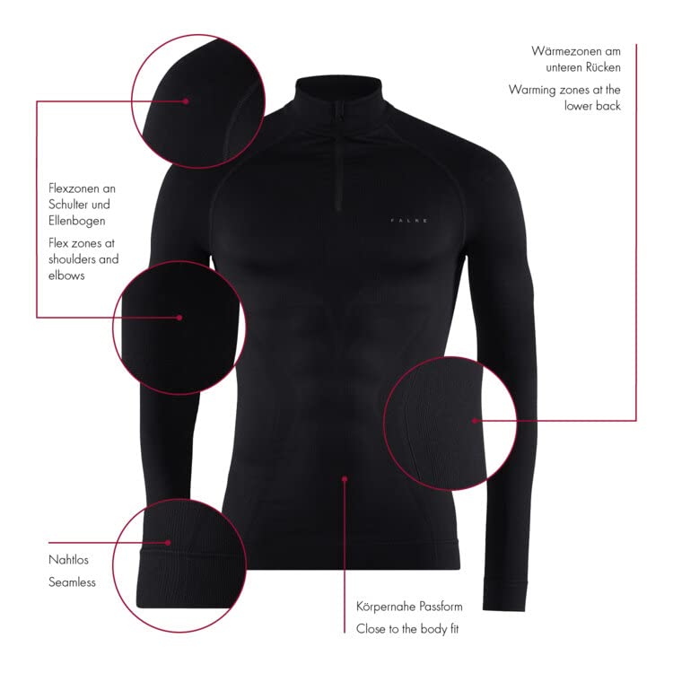 FALKE Men's Maximum Warm Zip Base Layer Top, 1 Piece4