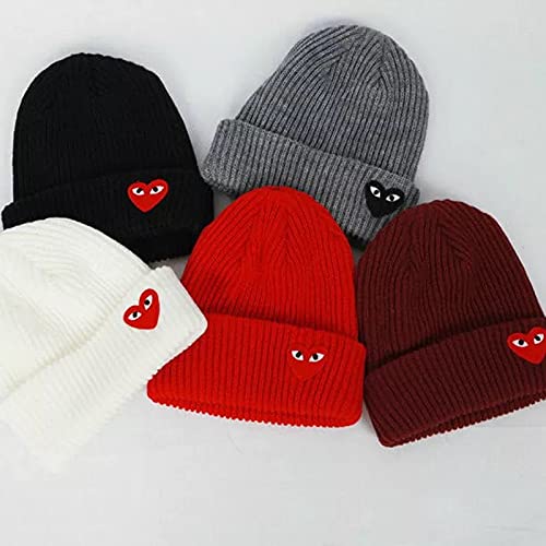 Fall And Winter Warm Knitted Beanie Hat With Heart Embroidered For Men And Women - Ski Skull Cap, Skateboard (White) #TOP25