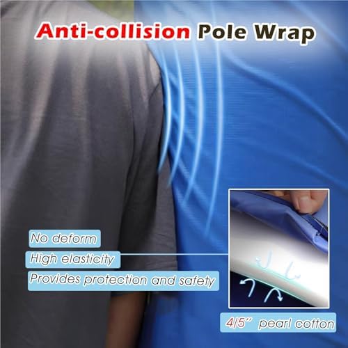 70.8'' Tall Outdoor Pole Pad - Shock Absorbing Wrap for 2-12 Inch Columns, Safety Bumper Covers in Black, White, Blue, Gray - Ideal for Playgrounds & Gyms