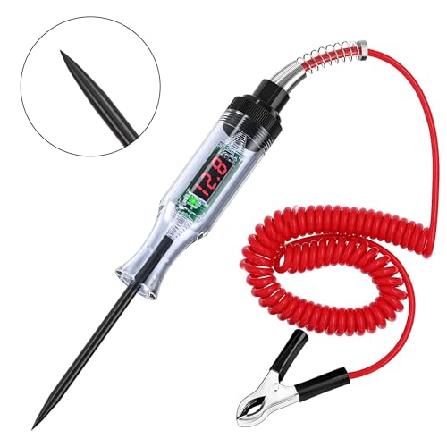 Image of Hetkrishi Test Light Automotive, Automotive Circuit Tester, DC 6V-24V Digital LED Test Light with Portable, Auto Bidirectional Voltage Tester Electric Test Pen with Voltmeter and Probe