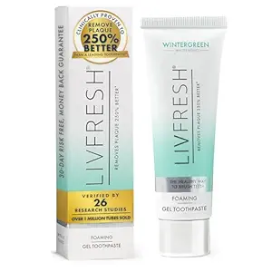 LIVFRESH Toothpaste Gel, Clinically Proven to Remove Plaque 250% Better, Improves Gum Health 190% Better, Prevents & Reduces Tartar, Freshens Breath, SLS Free Dental Gel, Wintergreen
