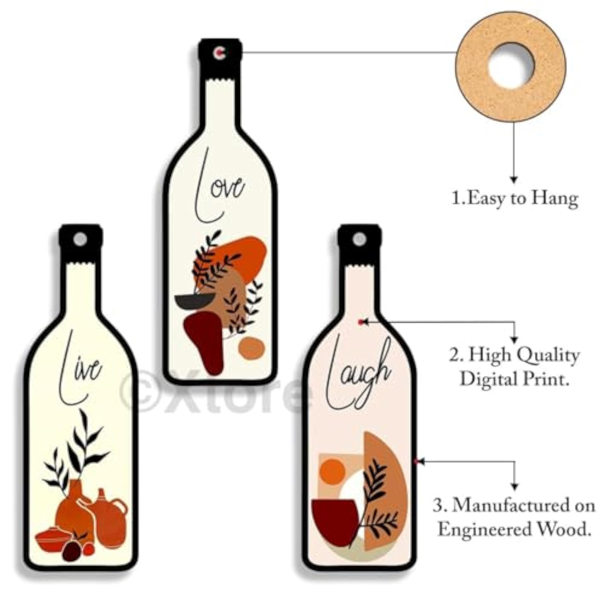 Decorative MDF Wooden Wall Art Hanger Set