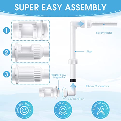 Yahenda 4 Pcs Inground Pool Fountain Adjustable Pond Water Sprinkler Spa Swimming Pool Waterfall Spray For Most 1.5 Inch Pool Return Fittings Outdoor Backyard Decor Cooling Aerator Accessories #TOP3