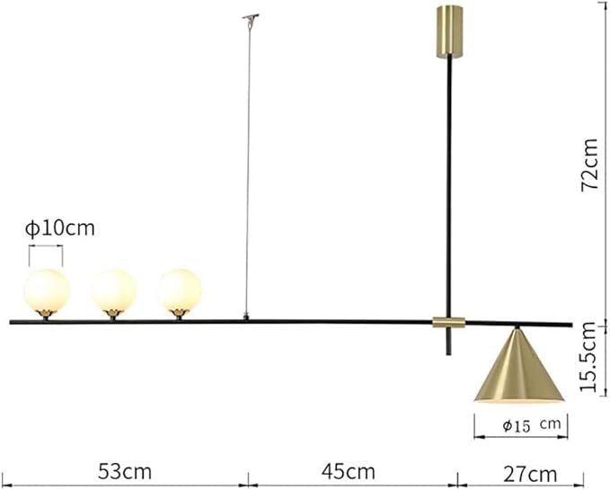 MCOSU G4+E27 Ou Ti Postmodern Light Luxury Long Strip Chandelier,Restaurant Bar,Designer Lamp,Nordic Simple Creative Individual Line Chandelier-Golden. 2 Plus 1 Head (Golden. 3 Plus 1 Head),Hanglamp photo 3